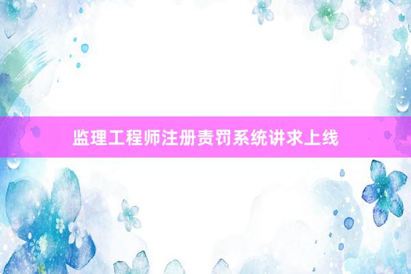 监理工程师注册责罚系统讲求上线