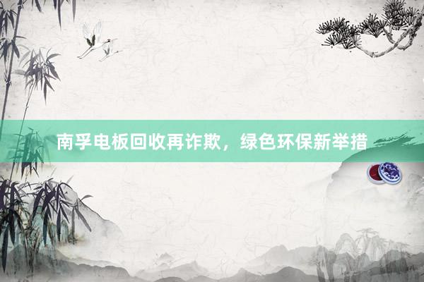 南孚电板回收再诈欺，绿色环保新举措